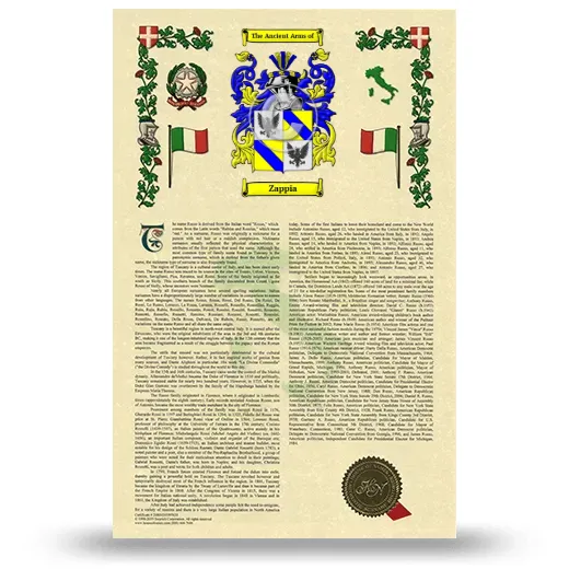 Zappia Armorial History with Coat of Arms