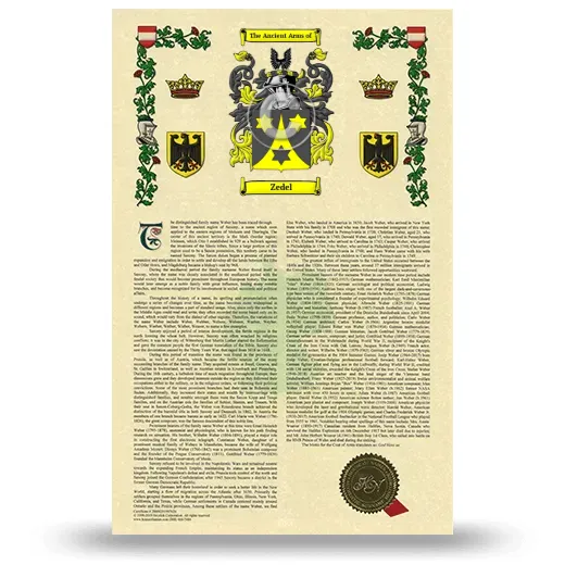 Zedel Armorial History with Coat of Arms