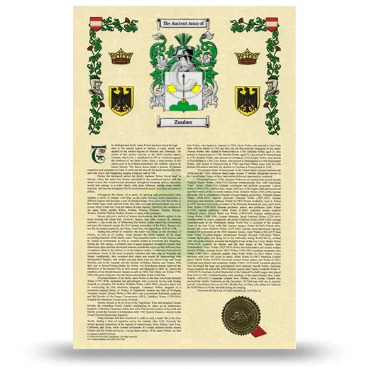 Zoober Armorial History with Coat of Arms