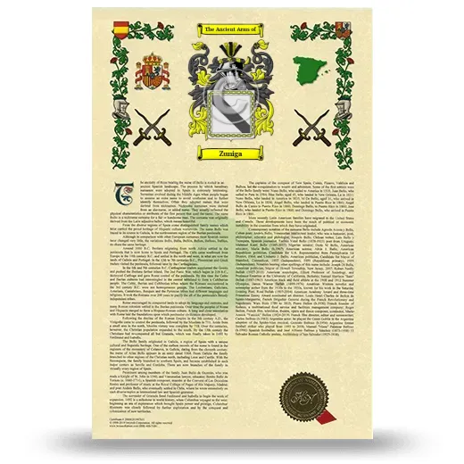 Zuniga Armorial History with Coat of Arms