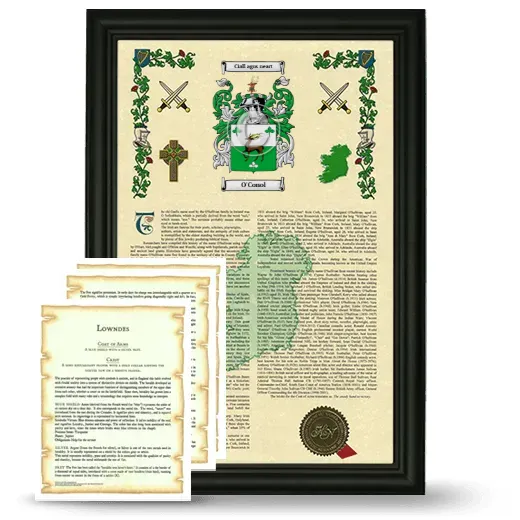 O'Conol Framed Armorial History and Symbolism - Black