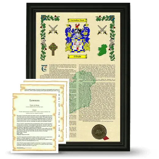 O'Doyle Framed Armorial History and Symbolism - Black