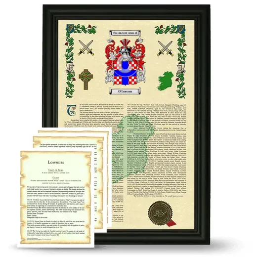 O'Lorcan Framed Armorial History and Symbolism - Black