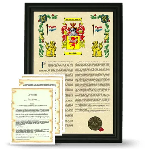 Van Witt Framed Armorial History and Symbolism - Black