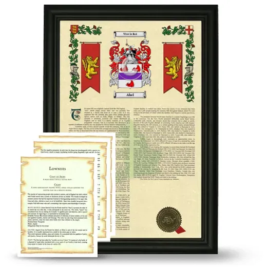 Abel Framed Armorial History and Symbolism - Black