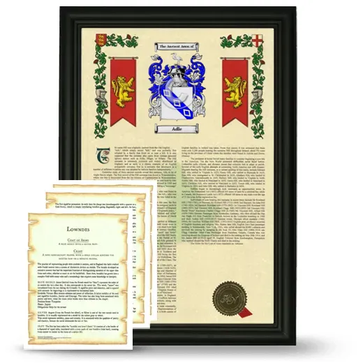Adle Framed Armorial History and Symbolism - Black