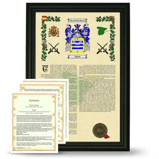 Aguas Framed Armorial History and Symbolism - Black