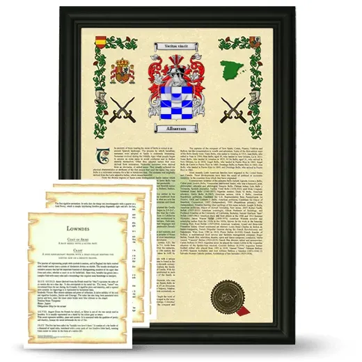 Albarran Framed Armorial History and Symbolism - Black
