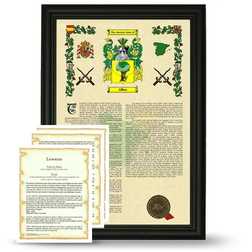 Albas Framed Armorial History and Symbolism - Black