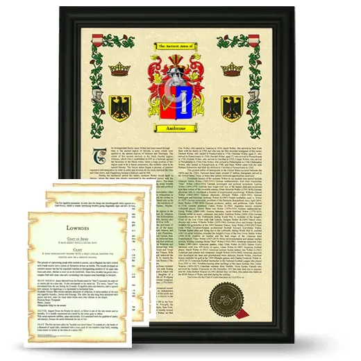 Ambrose Framed Armorial History and Symbolism - Black
