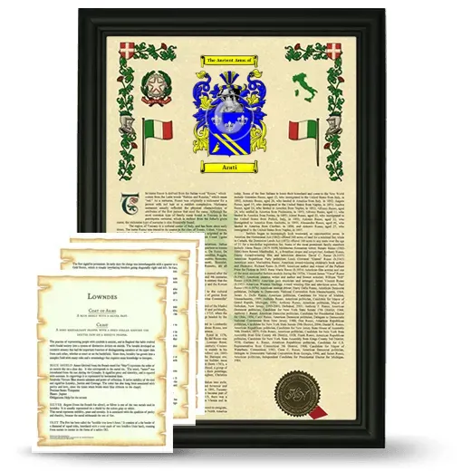 Arati Framed Armorial History and Symbolism - Black