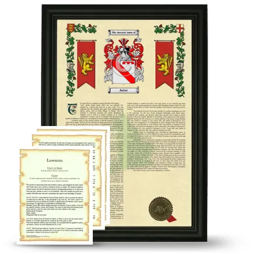 Aster Framed Armorial History and Symbolism - Black