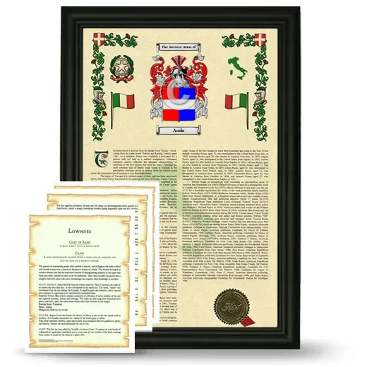 Auda Framed Armorial History and Symbolism - Black