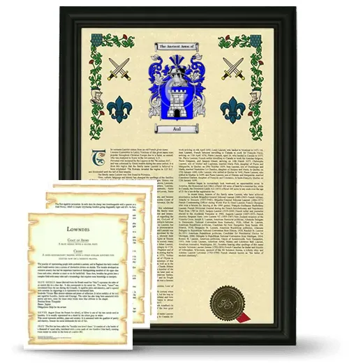 Aul Framed Armorial History and Symbolism - Black