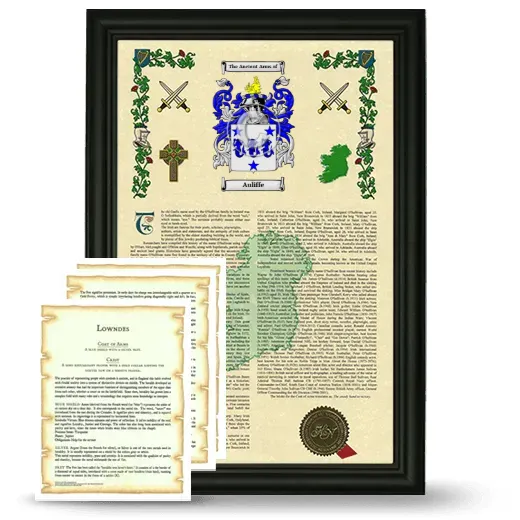 Auliffe Framed Armorial History and Symbolism - Black