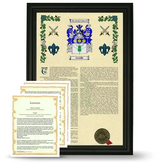 Auvrille Framed Armorial History and Symbolism - Black