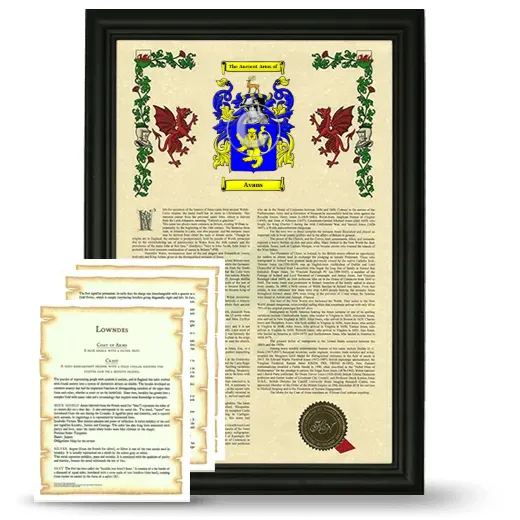 Avans Framed Armorial History and Symbolism - Black