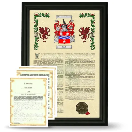 Bach Framed Armorial History and Symbolism - Black