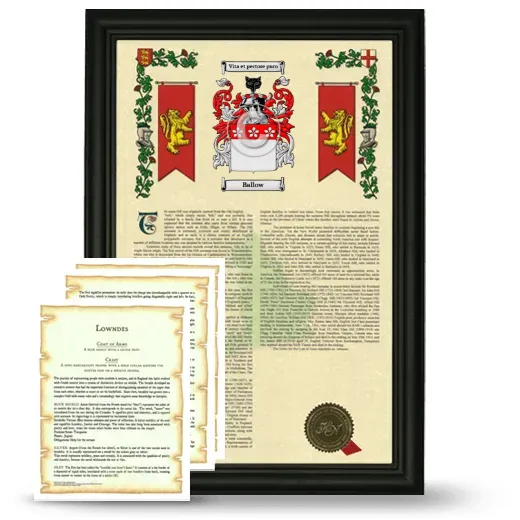 Ballow Framed Armorial History and Symbolism - Black
