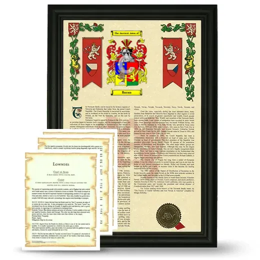 Baran Framed Armorial History and Symbolism - Black