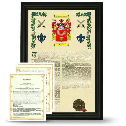 Bardos Framed Armorial History and Symbolism - Black
