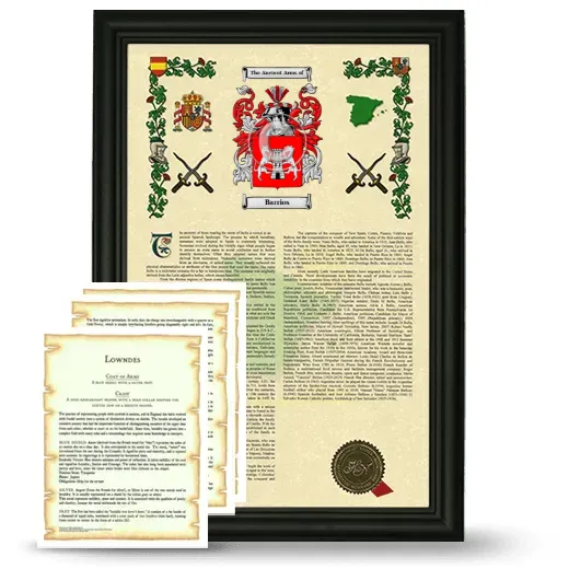 Barrios Framed Armorial History and Symbolism - Black