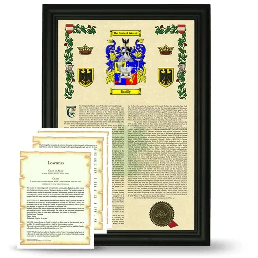 Basilly Framed Armorial History and Symbolism - Black