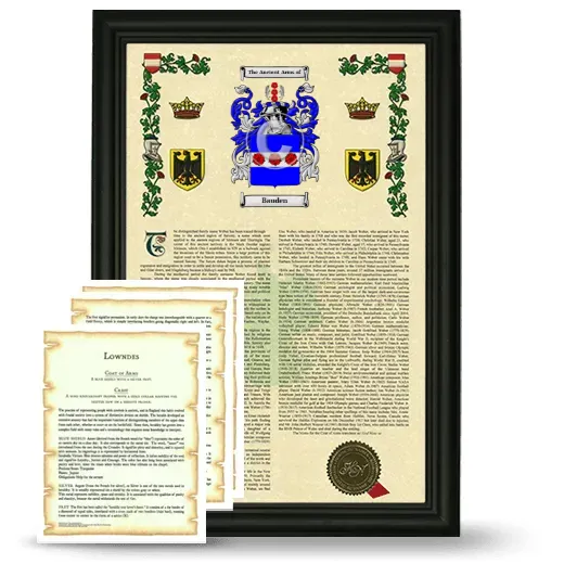 Bauden Framed Armorial History and Symbolism - Black