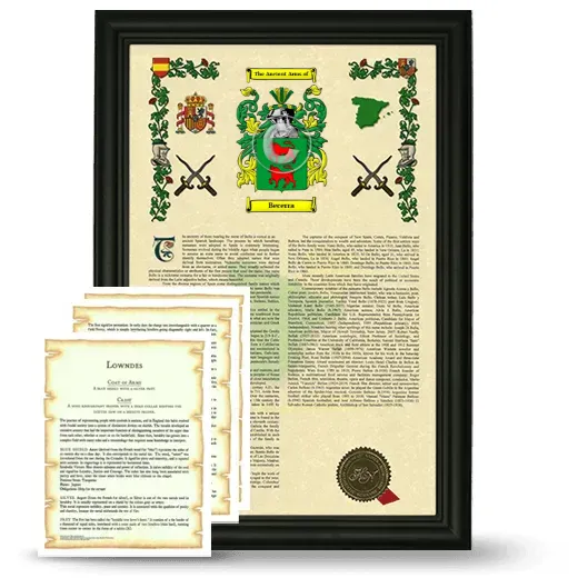 Becerra Framed Armorial History and Symbolism - Black