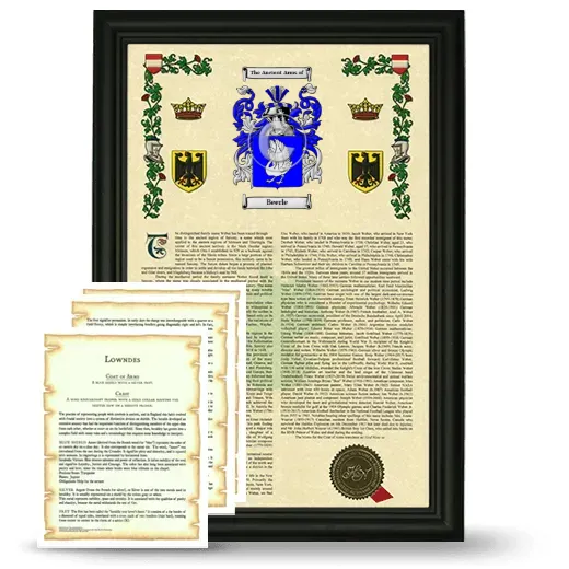 Beerle Framed Armorial History and Symbolism - Black