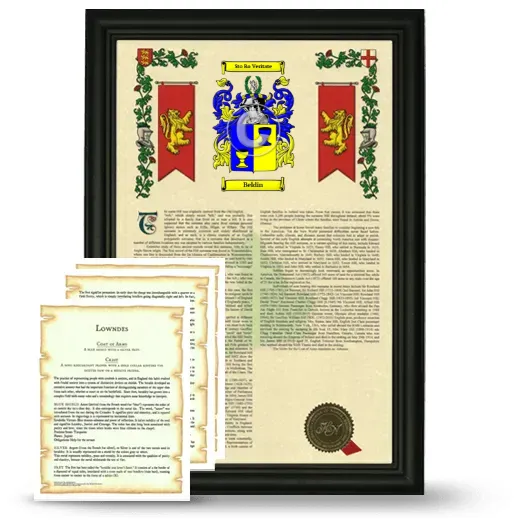 Beldin Framed Armorial History and Symbolism - Black