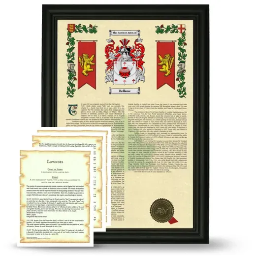 Bellane Framed Armorial History and Symbolism - Black