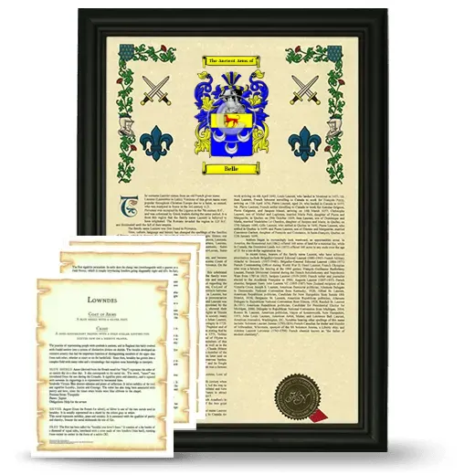 Belle Framed Armorial History and Symbolism - Black