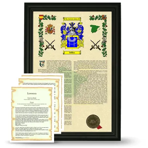 Bellon Framed Armorial History and Symbolism - Black