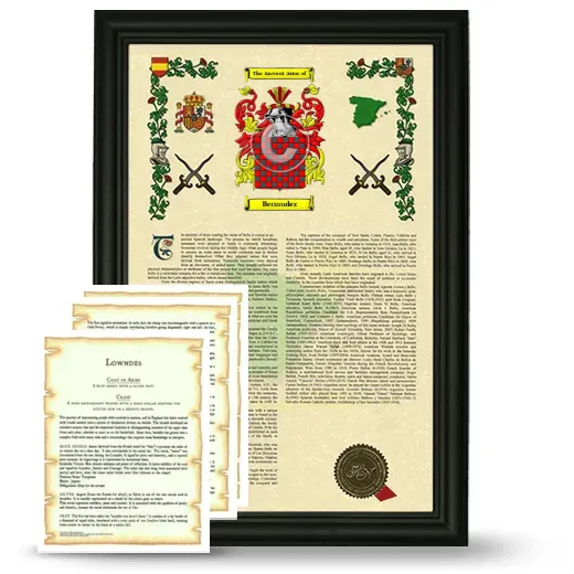 Bermudez Framed Armorial History and Symbolism - Black