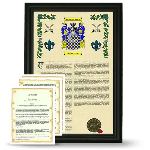 Bethancourt Framed Armorial History and Symbolism - Black