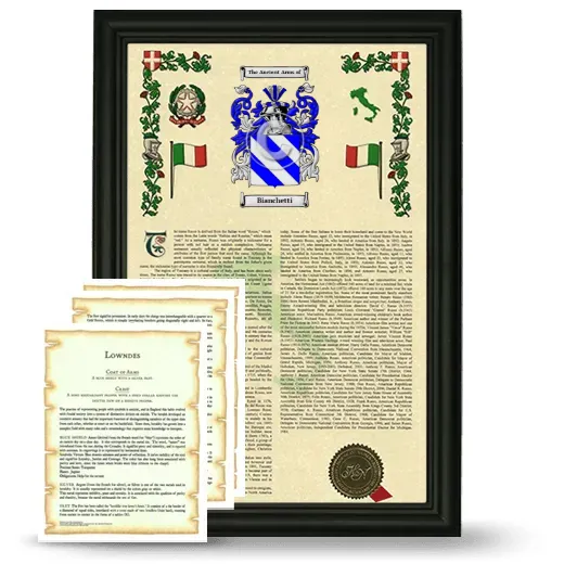 Bianchetti Framed Armorial History and Symbolism - Black