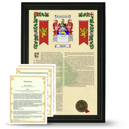 Bigood Framed Armorial History and Symbolism - Black