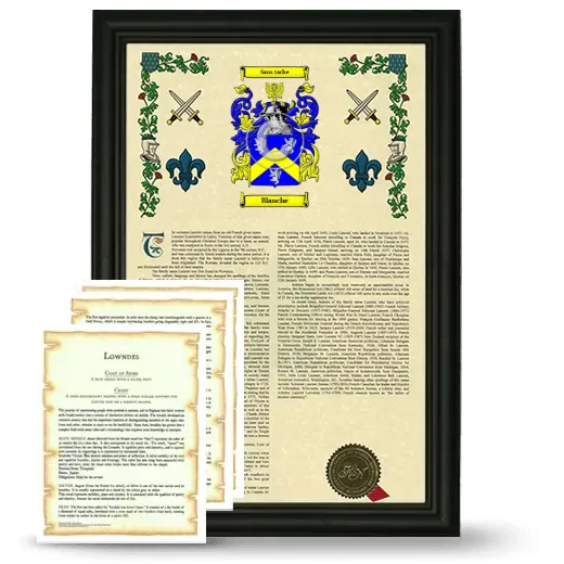 Blanche Framed Armorial History and Symbolism - Black