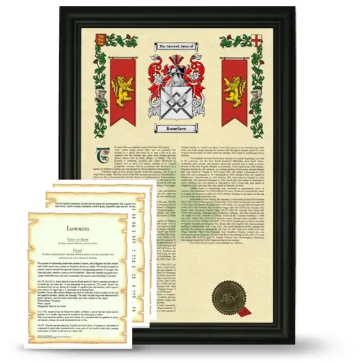 Boneface Framed Armorial History and Symbolism - Black