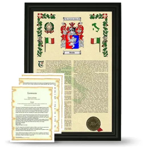 Bonin Framed Armorial History and Symbolism - Black