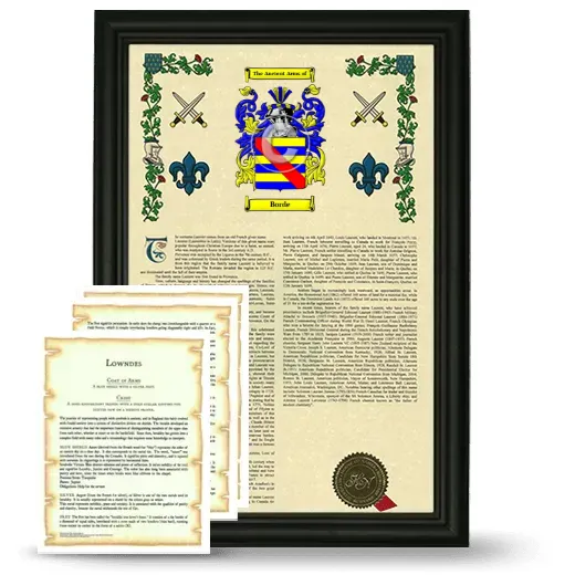 Borde Framed Armorial History and Symbolism - Black