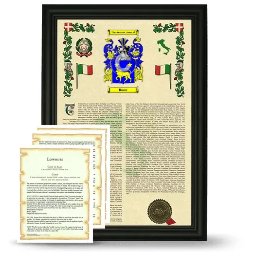 Bover Framed Armorial History and Symbolism - Black