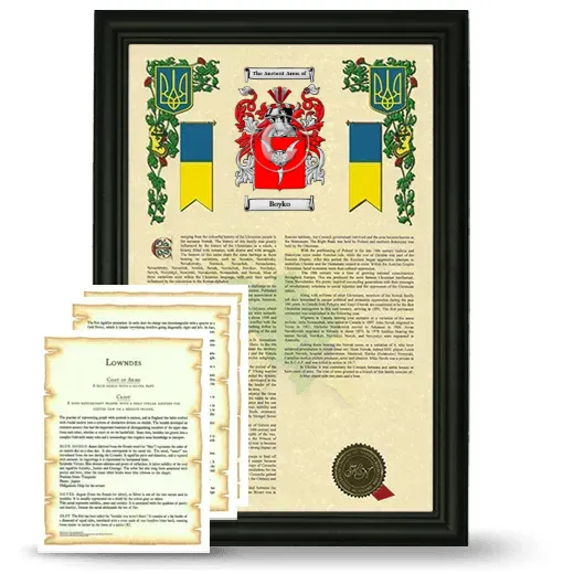 Boyko Framed Armorial History and Symbolism - Black