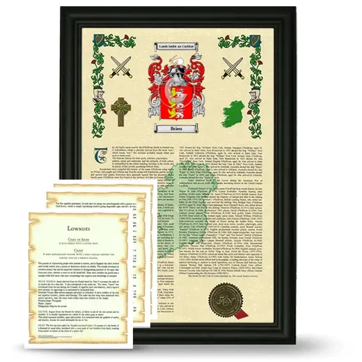 Brien Framed Armorial History and Symbolism - Black