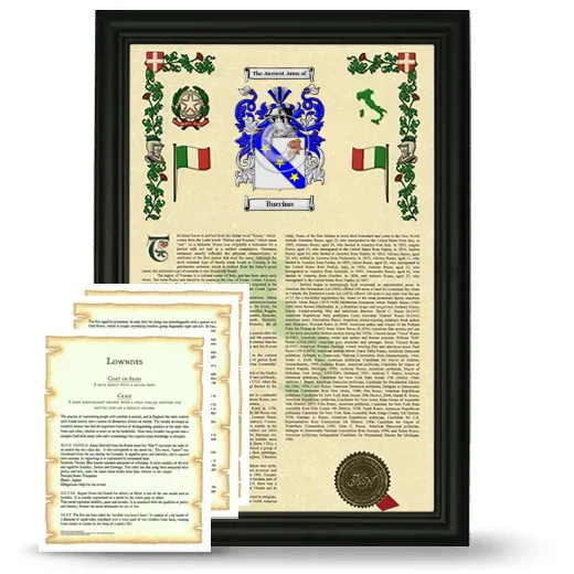 Buccino Framed Armorial History and Symbolism - Black