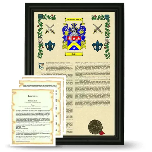 Bujet Framed Armorial History and Symbolism - Black