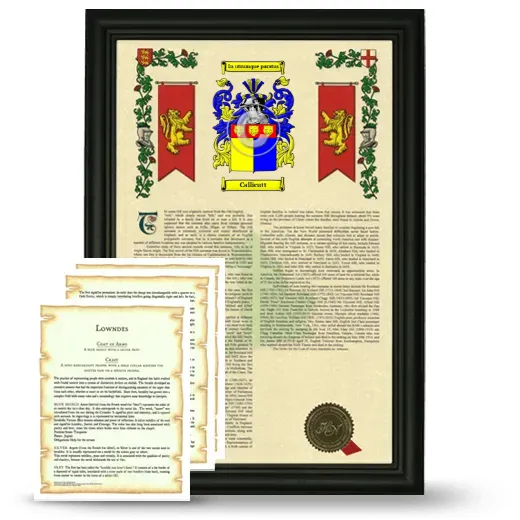 Callicutt Framed Armorial History and Symbolism - Black