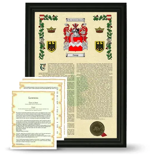 Camp Framed Armorial History and Symbolism - Black