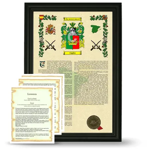 Capito Framed Armorial History and Symbolism - Black